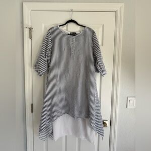 M Made in Italy Striped Black and White Tunic Dress